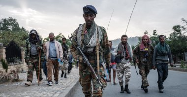 Tigray People's Liberation Front (TPLF) fighters arrive after eight hours of walking in Mekele, the capital of the Tigray region, Ethiopia, June 29, 2021. (AFP Photo)