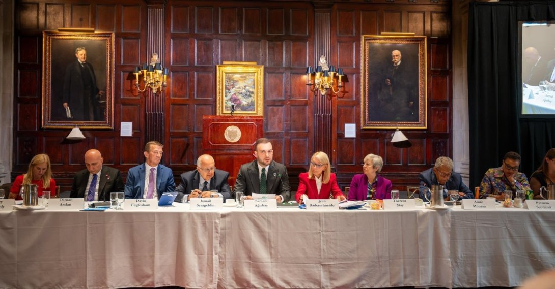 Samed Ağırbaş, president of the Zero Waste Foundation and COP31 High-Level Climate Champion, speaks during a roundtable on climate commitments and investment at the Harvard Club, New York, U.S., Sept. 24, 2026. (Courtesy of Zero Waste Foundation)