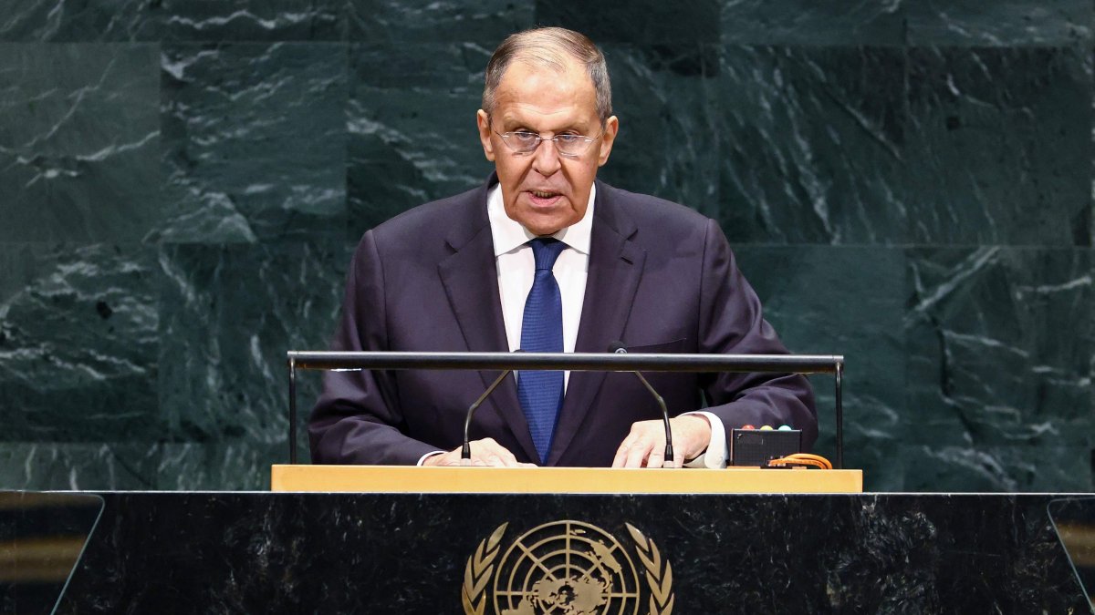 Russian Foreign Minister Sergey Lavrov speaks during the 81st United Nations General Assembly at U.N. headquarters, New York, U.S., Sept. 26, 2026. (AFP Photo)