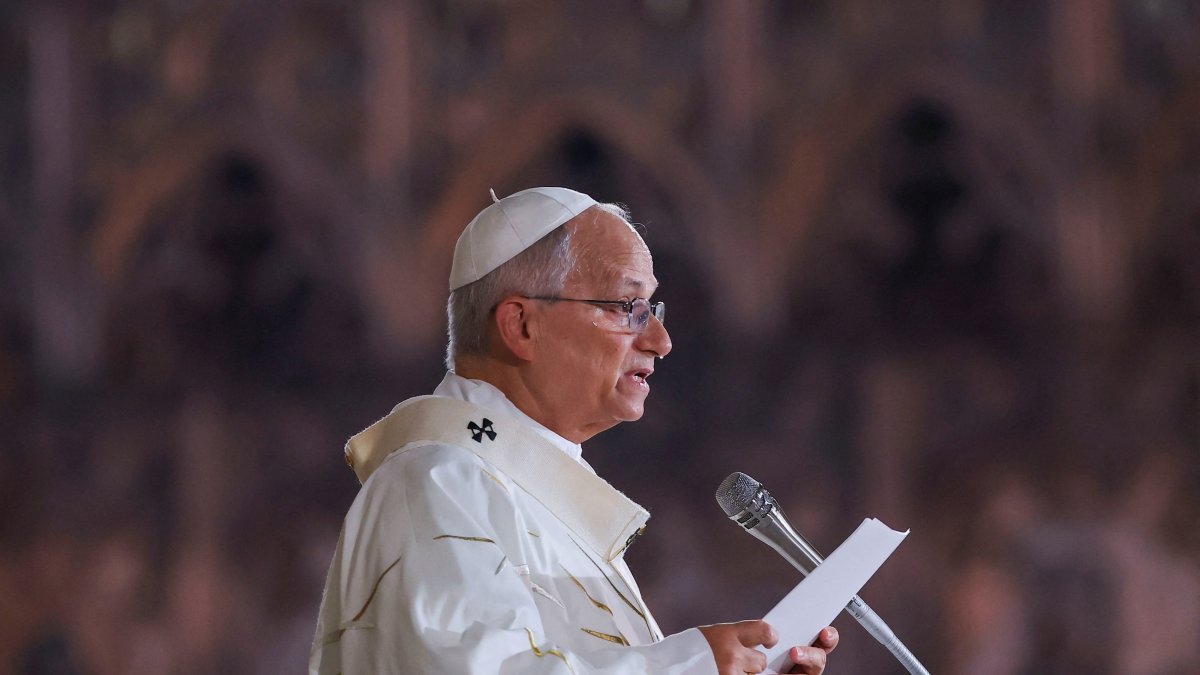 Pope Leo celebrates Mass at the Saint-Etienne Cathedral in Metz as part of his four-day apostolic journey to France, Sept.  28, 2026. (Reuters Photo)