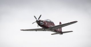 One of the two Hürkuş-II trainer aircraft delivered to the Turkish Air Forces Command is seen in the air over Ankara, Türkiye, Sept. 28, 2026. (AA Photo)