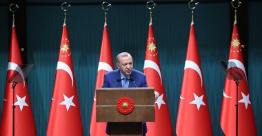 President Recep Tayyip Erdoğan delivers remarks after Cabinet meeting, Ankara, Türkiye, Sept. 28, 2026. (AA Photo)