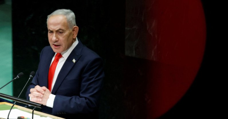 Israeli Prime Minister Benjamin Netanyahu addresses the 81st UNGA at U.N. headquarters in New York City, U.S., Sept. 24, 2026. (Reuters Photo)