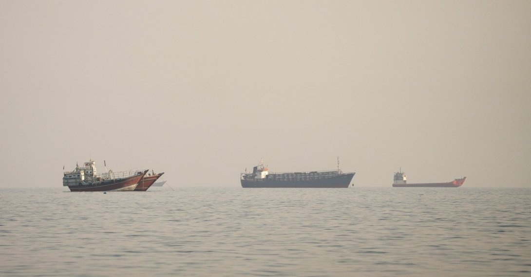 Vessels at the Strait of Hormuz, as seen from Musandam, Oman, Sept. 23, 2026. (Reuters Photo)