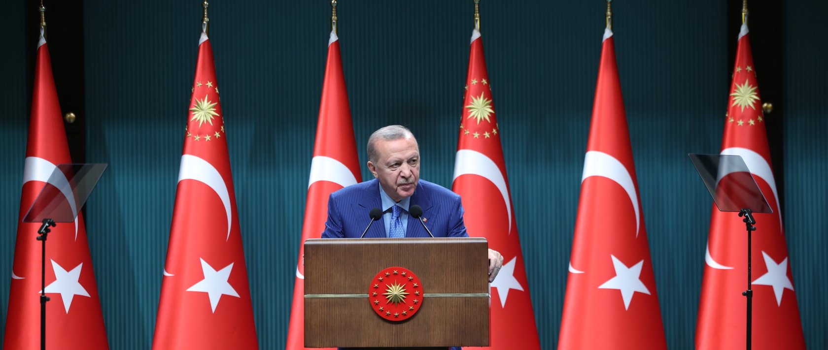 President Recep Tayyip Erdoğan delivers remarks after Cabinet meeting, Ankara, Türkiye, Sept. 28, 2026. (AA Photo)