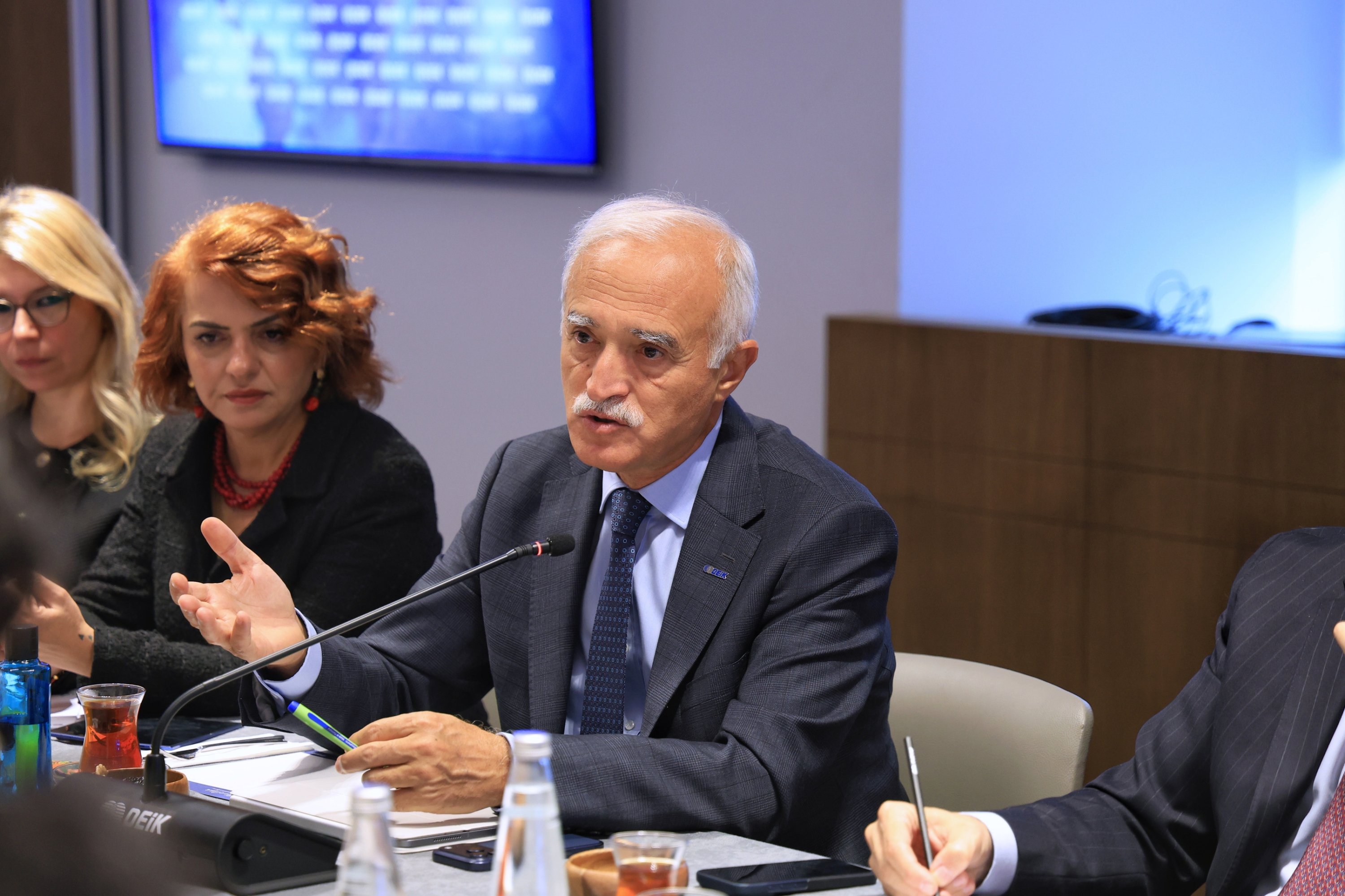 Foreign Economic Relations Board (DEIK) Chair Nail Olpak speaks during the presentation of the 