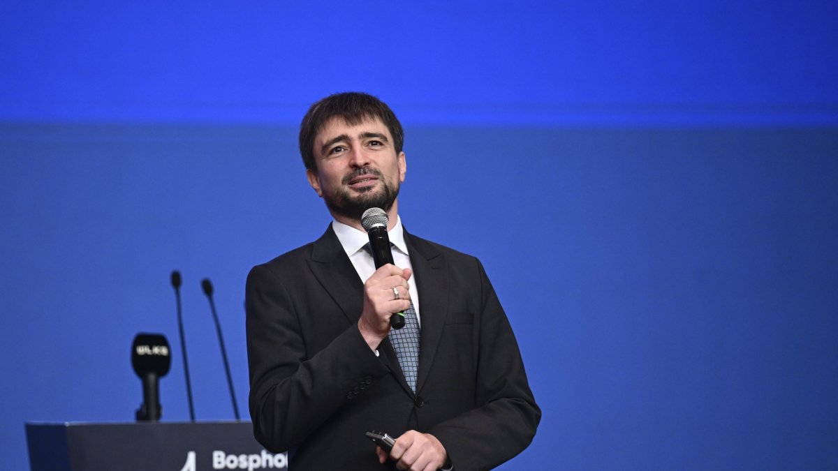 Mehmet Güllüoğlu speaks during the Bosphorus Diplomacy Forum on Democracy and Freedom, Istanbul, Türkiye, Sept. 25, 2025. (AA Photo)