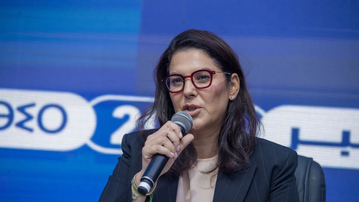 National Coordinator of the Authenticity and Modernity Party (PAM), Fatima-Zahra Mansouri, attends a press conference in Rabat, Morocco, Sept. 24, 2026. (EPA Photo)
