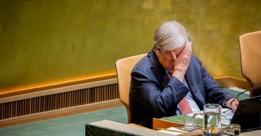 U.N. Secretary-General Antonio Guterres reacts to a speech delivered by U.S. President Donald Trump at the 81st United Nations General Assembly, New York, U.S., Sept. 22, 2026. (Getty Images Photo)