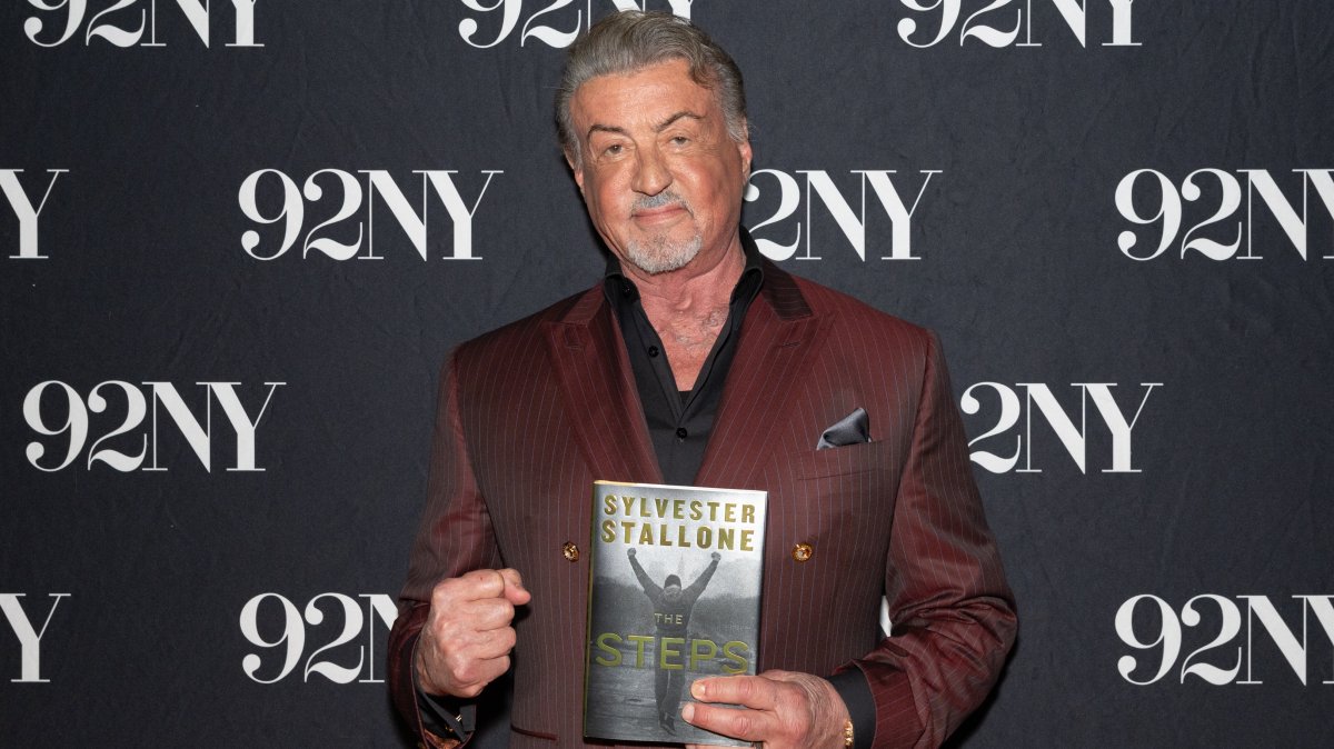 Actor Sylvester Stallone poses backstage before discussing his memoir "The Steps" at The 92nd Street Y, New York, U.S., Sept. 28, 2026. (AP Photo)