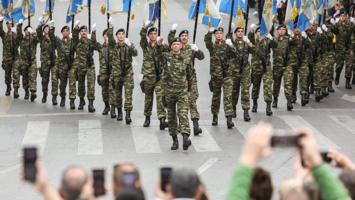Military personnel participate in a military parade, Athens, Greece, March 25, 2025. (EPA Photo)