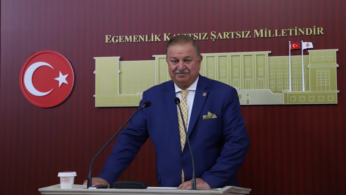 Doğan Bekin speaks at a news conference at Parliament, Ankara, Türkiye, Sept. 8, 2026. (AA Photo)