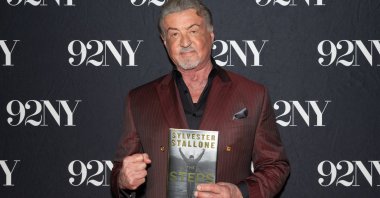 Actor Sylvester Stallone poses backstage before discussing his memoir "The Steps" at The 92nd Street Y, New York, U.S., Sept. 28, 2026. (AP Photo)