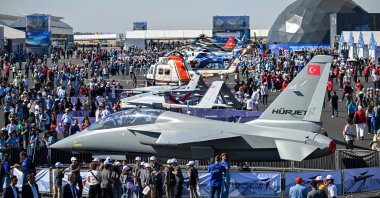 A general view of domestic platforms, including TAI Hürjet (in front), as visitors flock to Teknofest Southeast, Şanlıurfa, southeastern Türkiye, Sept. 30, 2026. (AA Photo)