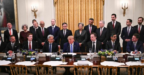 U.S. President Donald Trump speaks during a meeting with technology executives about artificial intelligence in the East Room of the White House, Washington, U.S., Sept. 29, 2026. (AFP Photo)