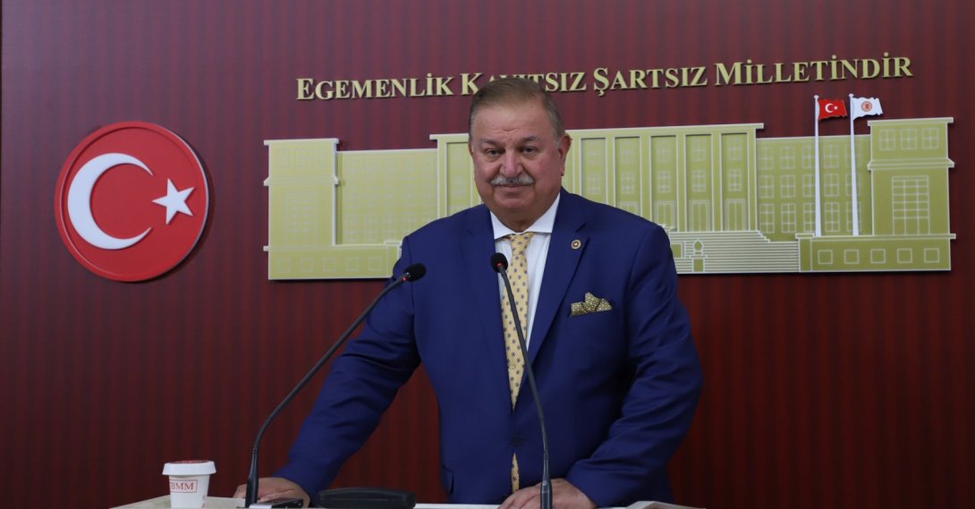 Doğan Bekin speaks at a news conference at Parliament, Ankara, Türkiye, Sept. 8, 2026. (AA Photo)