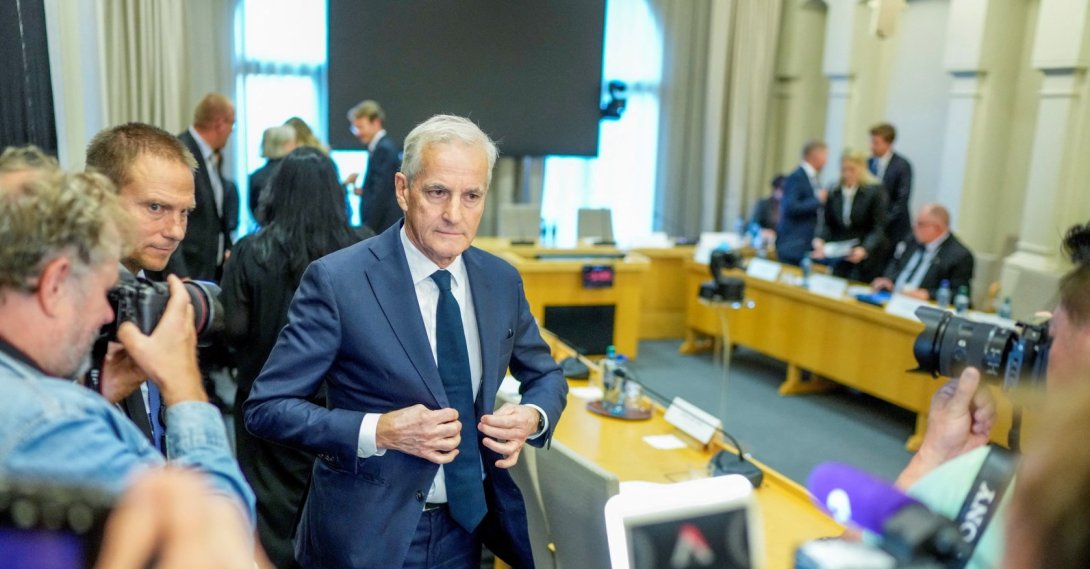 Prime Minister of Norway Jonas Gahr Stoere during the Storting's Control and Constitutional Committee's open hearing on practices in the Ministry of Foreign Affairs and Jeffrey Epstein's network in Oslo, Norway, Sept. 30, 2026. (Reuters Photo)