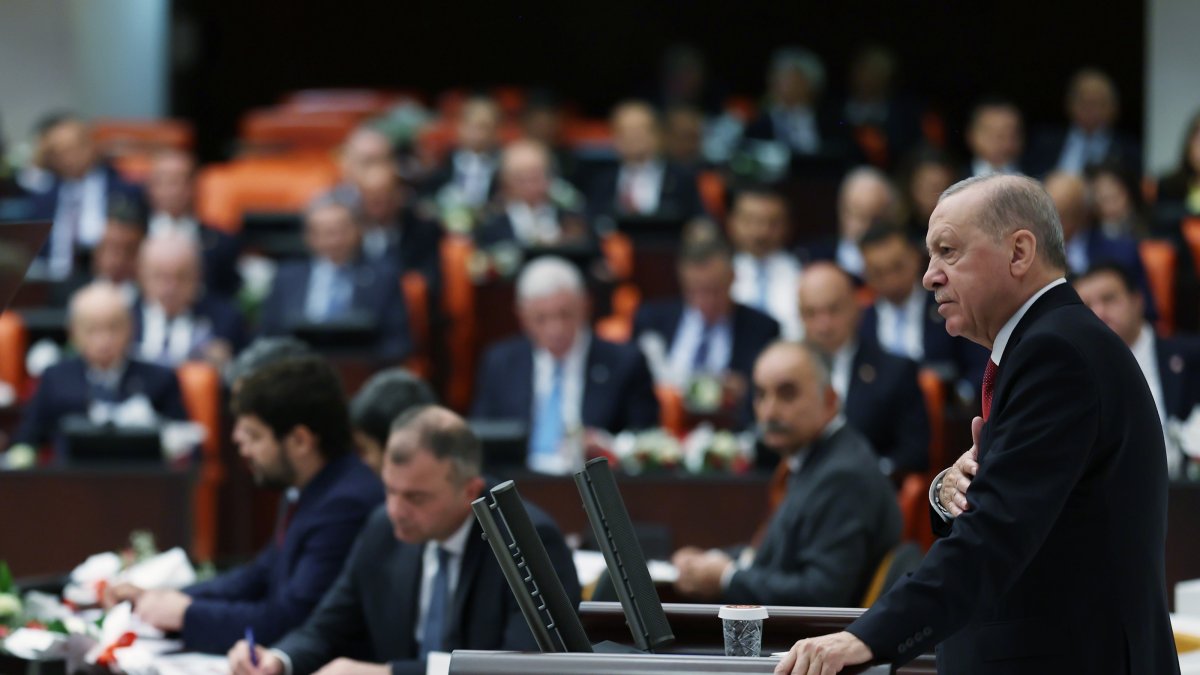 President Recep Tayyip Erdoğan greets lawmakers at Parliament, Ankara, Türkiye, Oct. 1, 2026. (AA Photo)