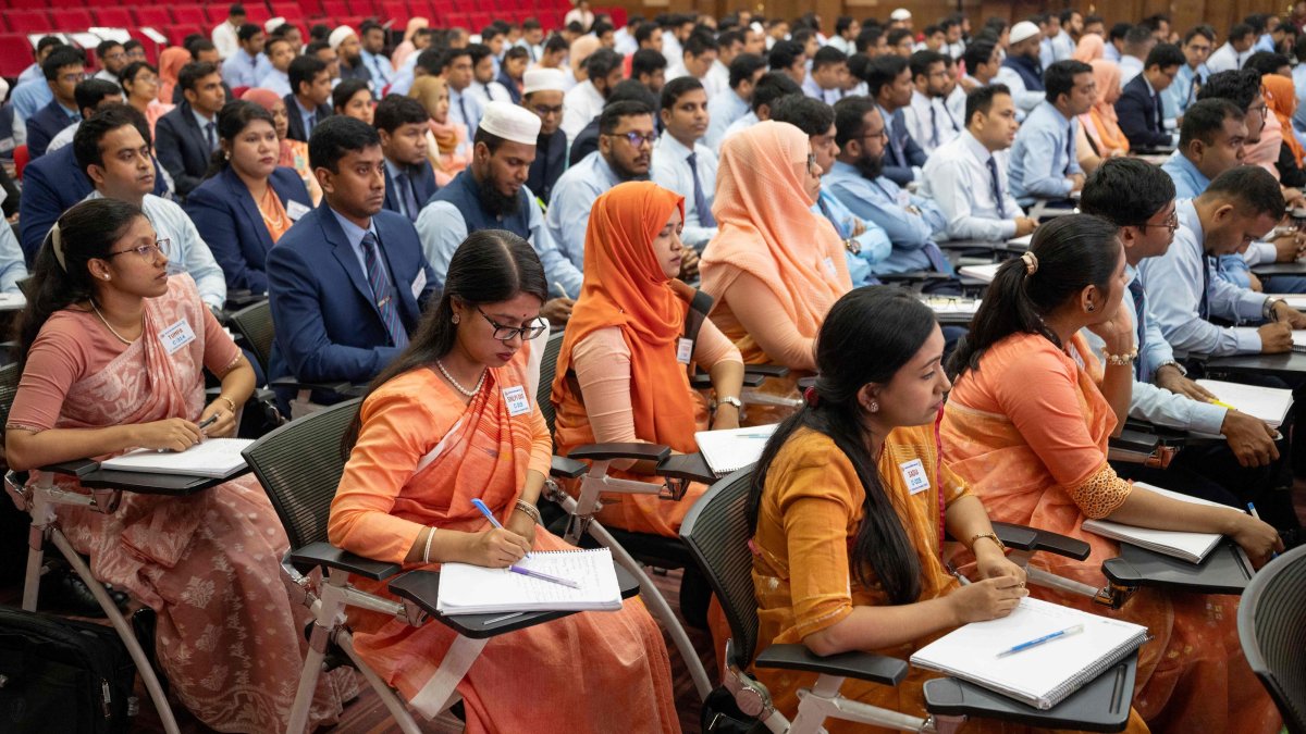 Newly recruited officers attending training session at the Bangladesh Public Administration Training Centre (BPATC) in Savar, Bangladesh, Sept. 8, 2026. (AFP Photo)