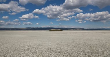 A drone view of the dried-up Lake Koroneia, Greece, Sept. 23, 2026. (Reuters Photo)