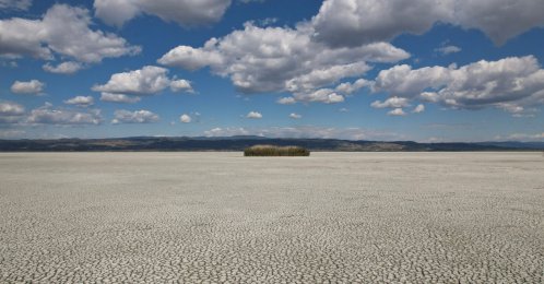 A drone view of the dried-up Lake Koroneia, Greece, Sept. 23, 2026. (Reuters Photo)