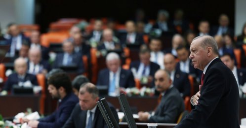 President Recep Tayyip Erdoğan greets lawmakers at Parliament, Ankara, Türkiye, Oct. 1, 2026. (AA Photo)