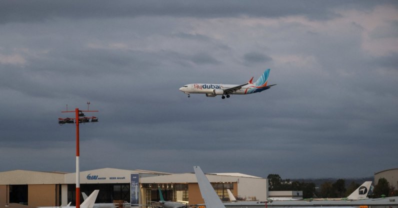 A plane carrying passengers who were on the flydubai aircraft bound for Israel from the United Arab Emirates, which was diverted to Saudi Arabia following an emergency signal, arrives at Ben Gurion International Airport in Lod, near Tel Aviv, Israel, Sept. 30, 2026. (Reuters Photo)