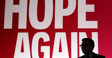 British Prime Minister Andy Burnham walks off stage on the final day of the Labour Party Conference, Liverpool, England,U.K., Sept. 30, 2026. (EPA Photo)