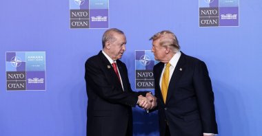  President Recep Tayyip Erdoğan and U.S. President Donald Trump shake hands during the NATO summit in Ankara, Jul 8, 2026. (AFP File Photo)