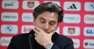 Türkiye's national team coach Vincenzo Montella reacts during a UEFA Nations League post-match press conference after a 3-0 loss to Belgium at Maurice Dufrasne, Liege, Belgium, Oct. 2, 2026. (AA Photo)