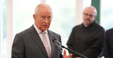 Britain's King Charles gives a speech during a meeting for leaders from the artificial intelligence (AI) sector, Government, and thought leaders to discuss how AI can be developed and deployed in ways that benefit society, at Dumfries House, Cumnock, U.K., Sept. 17, 2026. (Reuters Photo)