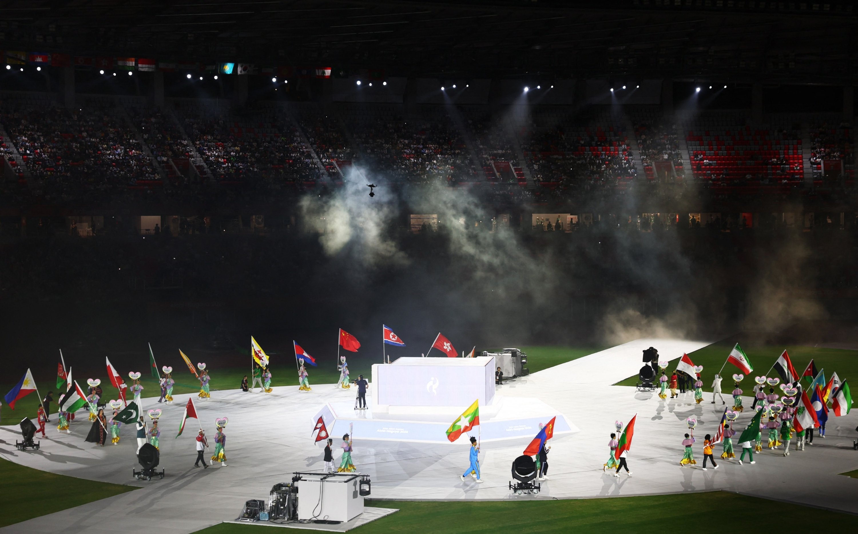 General view of the athletes' parade during the closing ceremony of 2026 Asian Games, Nagoya, Japan, Oct. 4, 2026. (Reuters Photo)