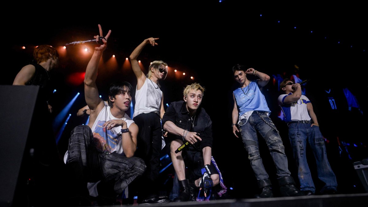 Members of the South Korean K-pop group Stray Kids perform during the last week of the Rock in Rio music festival at the Rio 2016 Olympic Park, Rio de Janeiro, Brazil, Sept. 11, 2026. (AFP Photo)