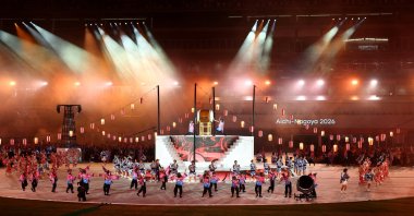 Taiko drummers and dancers perform during the 2026 Asian Games closing ceremony, Nagoya, Japan, Oct. 4, 2026. (Reuters Photo)