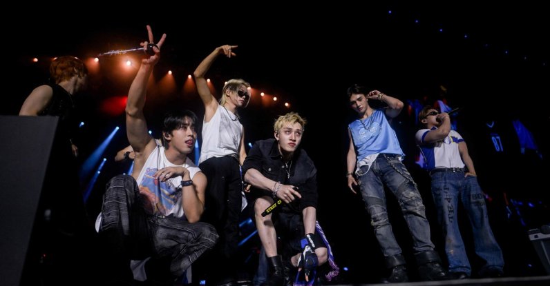 Members of the South Korean K-pop group Stray Kids perform during the last week of the Rock in Rio music festival at the Rio 2016 Olympic Park, Rio de Janeiro, Brazil, Sept. 11, 2026. (AFP Photo)