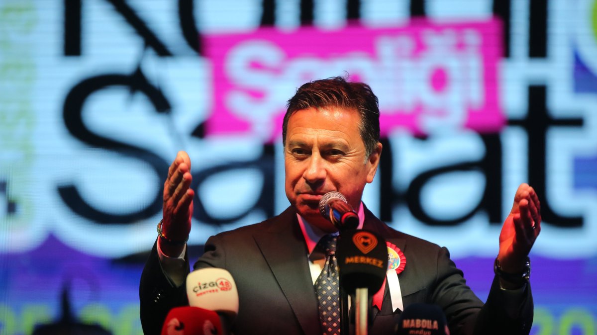 Muğla Mayor Ahmet Aras speaks at an event, Muğla, southwestern Türkiye, Sept. 26, 2026. (AA Photo)