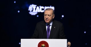 President Recep Tayyip Erdoğan addresses the International Astronautical Congress in Antalya province, southern Türkiye, Oct. 5, 2026. (AA Photo)