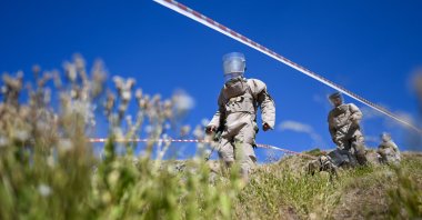 Turkish Armed Forces Special Mine Search and Clearance teams clear mines and explosives from areas previously cleared of terrorism, rural Çukurca district, Hakkari, Türkiye, Oct. 5, 2026. (AA Photo)