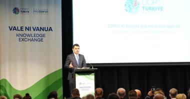 COP31 President and Environment, Urbanization and Climate Change Minister Murat Kurum speaks at the Pre-COP Stakeholder Meeting, Suva, Fiji, Oct. 5, 2026. (AA Photo)