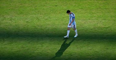 Argentina's forward Lionel Messi reacts during the 2026 World Cup football tournament final match against Spain, New Jersey Stadium, U.S., July 19, 2026. (AFP Photo)