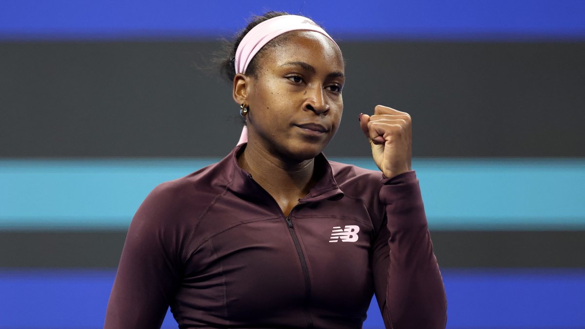 Coco Gauff celebrates after winning her China Open round-of-32 match against Sun Xinran at the National Tennis Center, Beijing, China, Oct. 5, 2026. (Reuters Photo)