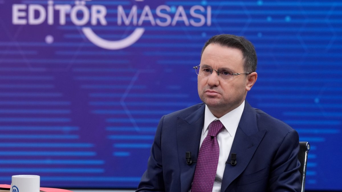 Justice Minister Akın Gürlek speaks with Anadolu Agency’s (AA) Editors’ Desk, Ankara, Türkiye, Oct. 6, 2026. (AA Photo)