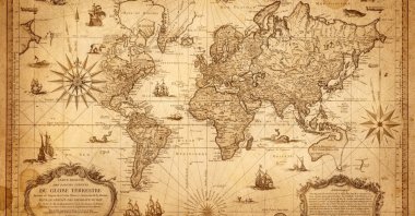 A world map collage inspired by 18th-19th-century cartography, using the Mercator projection. (Shutterstock Photo)