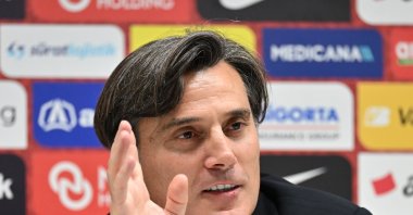 Türkiye coach Vincenzo Montella speaks to reporters during a news conference after the UEFA Nations League A League Group 1 match against Italy at Renato Dall’Ara Stadium, Bologna, Italy, Oct. 5, 2026. (AA Photo)
