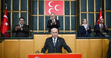 MHP leader Devlet Bahçeli speaks at the parliamentary group meeting of the party, Ankara, Türkiye, Oct. 6, 2026. (AA Photo)