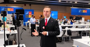 In this undated photo, Alpaslan Düven speaks in an interview at a NATO event, Ankara, Türkiye. (Photo courtesy of Alpaslan Düven)
