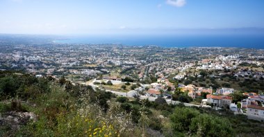 An aerial view of the town of Baf, island of Cyprus, April 30, 2026. (Getty Images Photo)
