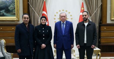 President Recep Tayyip Erdoğan meets with the family of slain Palestinian girl Hind Rajab, Ankara, Oct. 6, 2026. (AA Photo)