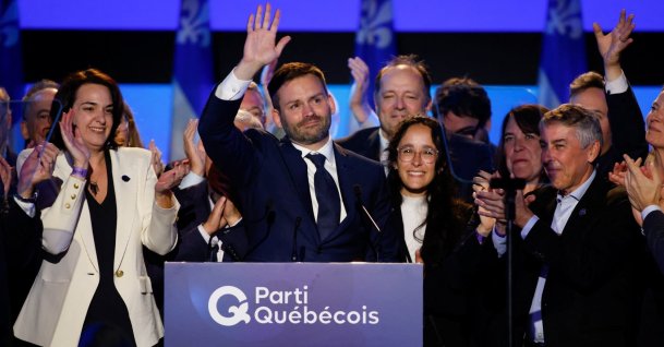 Parti Québécois (PQ) leader Paul St-Pierre Plamondon reacts to the results of the provincial elections in Montreal, Quebec, Canada, Oct. 5, 2026. (Reuters Photo)
