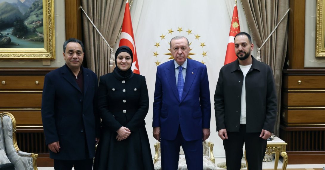 President Recep Tayyip Erdoğan meets with the family of slain Palestinian girl Hind Rajab, Ankara, Oct. 6, 2026. (AA Photo)